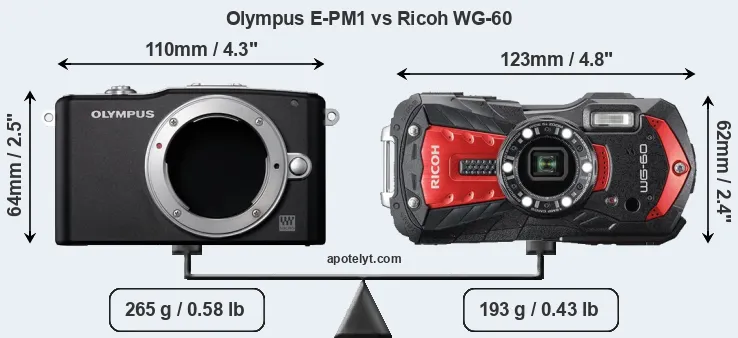 Size Olympus E-PM1 vs Ricoh WG-60