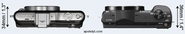 Compare E-PM1 versus A5100 top
