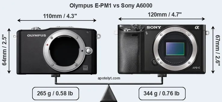 Size Olympus E-PM1 vs Sony A6000