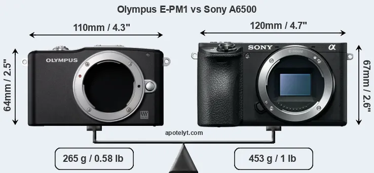 Size Olympus E-PM1 vs Sony A6500