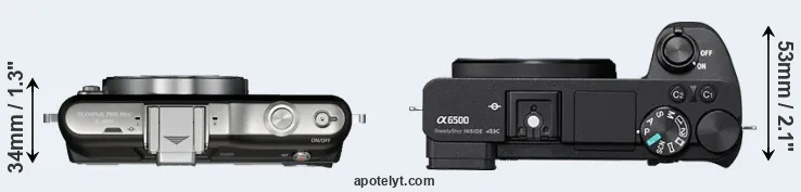 Compare E-PM1 versus A6500 top