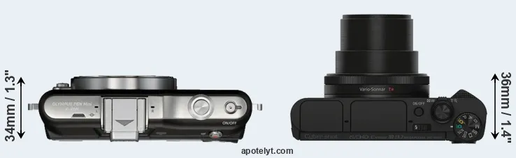 Compare E-PM1 versus HX90V top