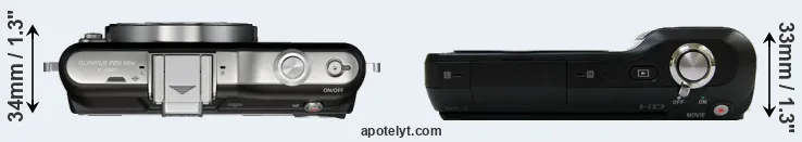 Compare E-PM1 versus NEX-3 top