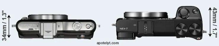 Compare E-PM1 versus NEX-7 top