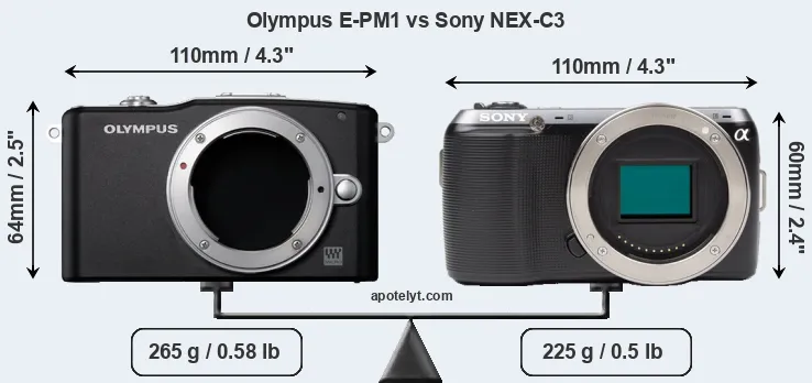 Size Olympus E-PM1 vs Sony NEX-C3