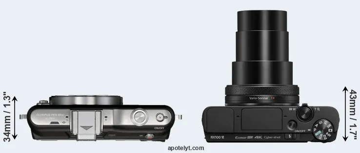 Compare E-PM1 versus RX100 VI top