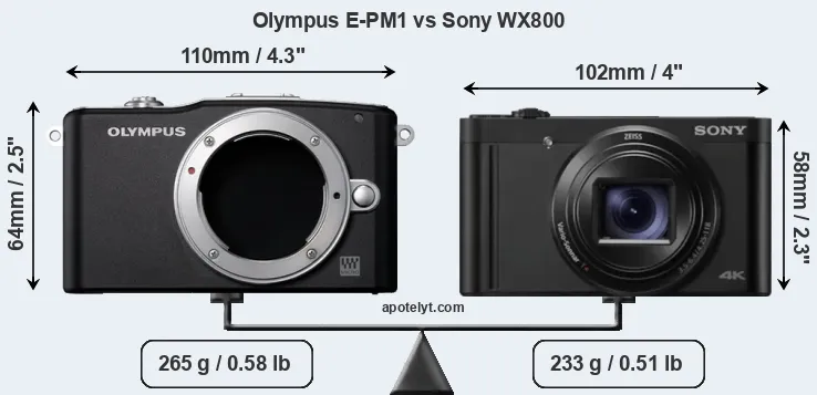 Size Olympus E-PM1 vs Sony WX800