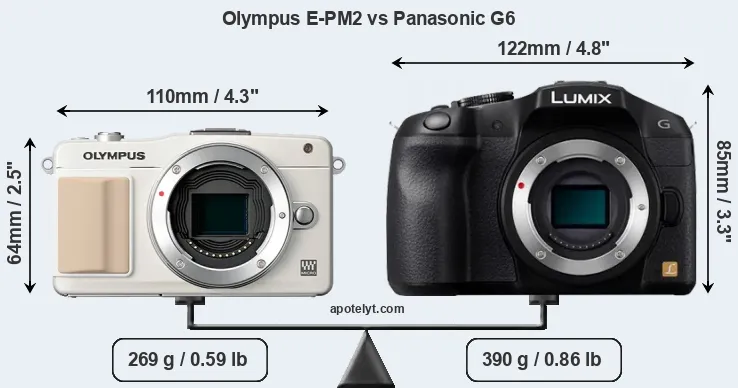 Size Olympus E-PM2 vs Panasonic G6