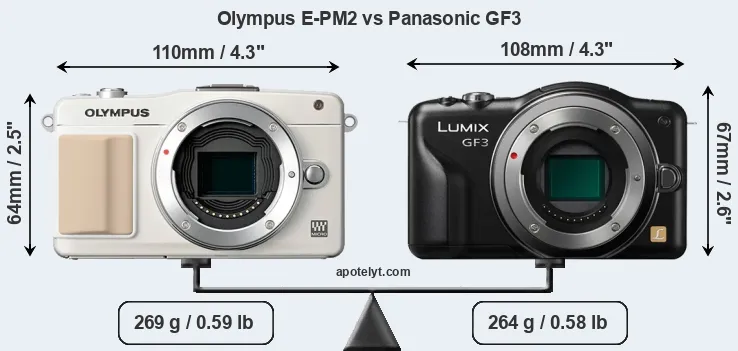 Size Olympus E-PM2 vs Panasonic GF3