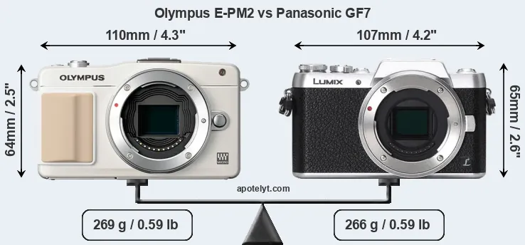 Size Olympus E-PM2 vs Panasonic GF7