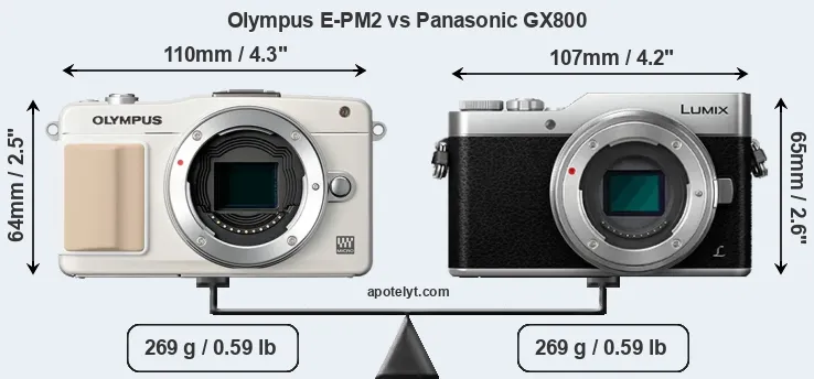 Size Olympus E-PM2 vs Panasonic GX800