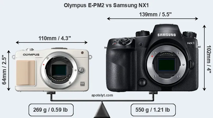 Size Olympus E-PM2 vs Samsung NX1