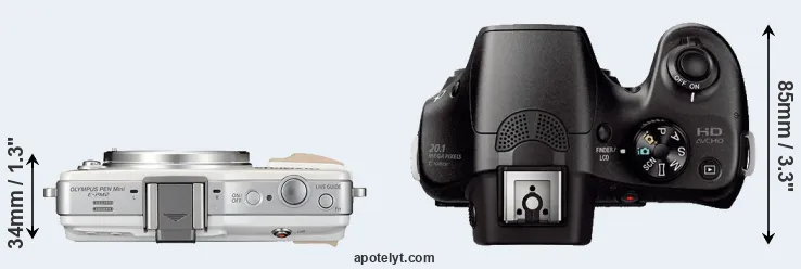 Compare E-PM2 versus A3000 top