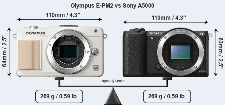 Size Olympus E-PM2 vs Sony A5000