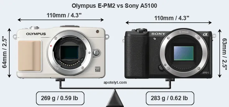 Size Olympus E-PM2 vs Sony A5100