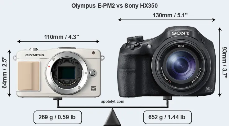 Size Olympus E-PM2 vs Sony HX350