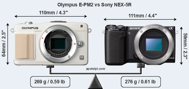 Size Olympus E-PM2 vs Sony NEX-5R