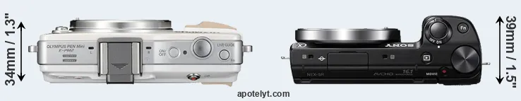 Compare E-PM2 versus NEX-5R top