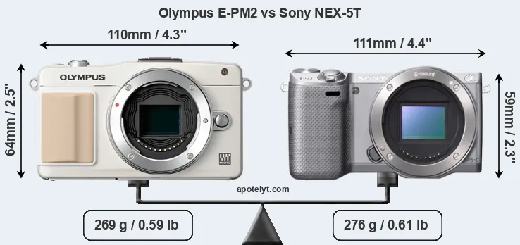 Size Olympus E-PM2 vs Sony NEX-5T