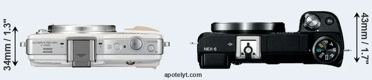 Compare E-PM2 versus NEX-6 top