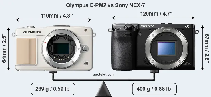 Size Olympus E-PM2 vs Sony NEX-7