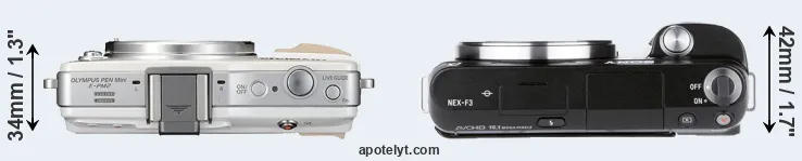Compare E-PM2 versus NEX-F3 top