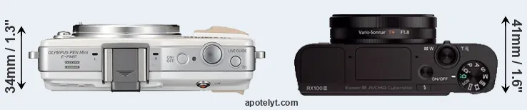 Compare E-PM2 versus RX100 III top