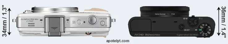 Compare E-PM2 versus RX100 top