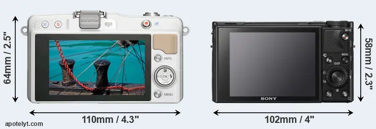 Comparison E-PM2 or RX100 VII rear