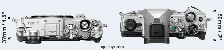 Compare PEN-F versus OM-5 top