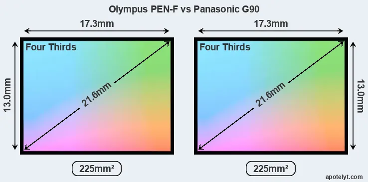 Olympus PEN-F and Panasonic G90 sensor measures