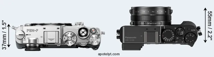 Compare PEN-F versus LX100 top