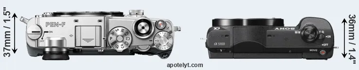 Compare PEN-F versus A5100 top