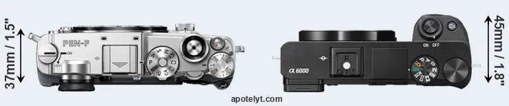 Compare PEN-F versus A6000 top