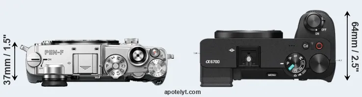 Compare PEN-F versus A6700 top
