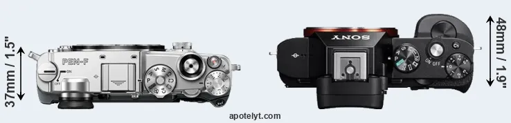 Compare PEN-F versus A7 top