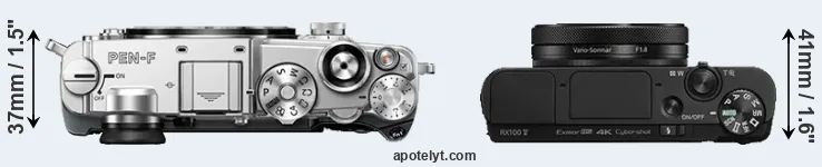 Compare PEN-F versus RX100 V top