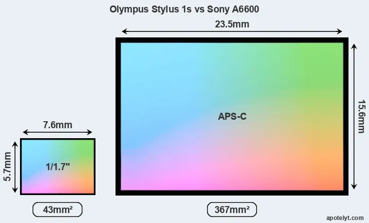 Olympus Stylus 1s and Sony A6600 sensor measures