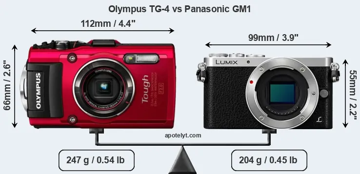 Size Olympus TG-4 vs Panasonic GM1