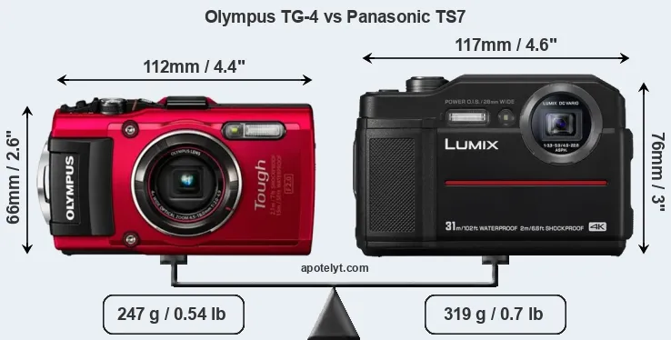 Size Olympus TG-4 vs Panasonic TS7