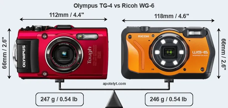 Size Olympus TG-4 vs Ricoh WG-6