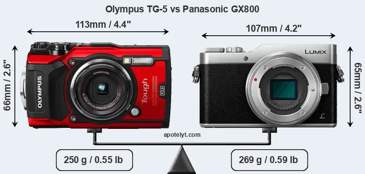 Size Olympus TG-5 vs Panasonic GX800