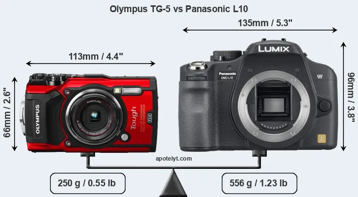 Size Olympus TG-5 vs Panasonic L10