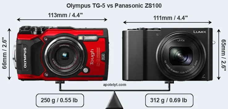 Size Olympus TG-5 vs Panasonic ZS100
