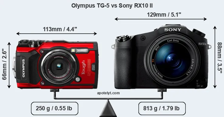 Size Olympus TG-5 vs Sony RX10 II