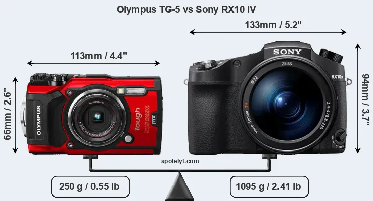 Size Olympus TG-5 vs Sony RX10 IV