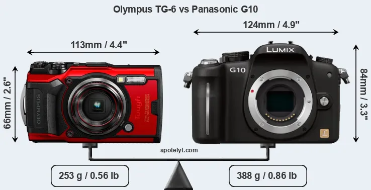 Size Olympus TG-6 vs Panasonic G10