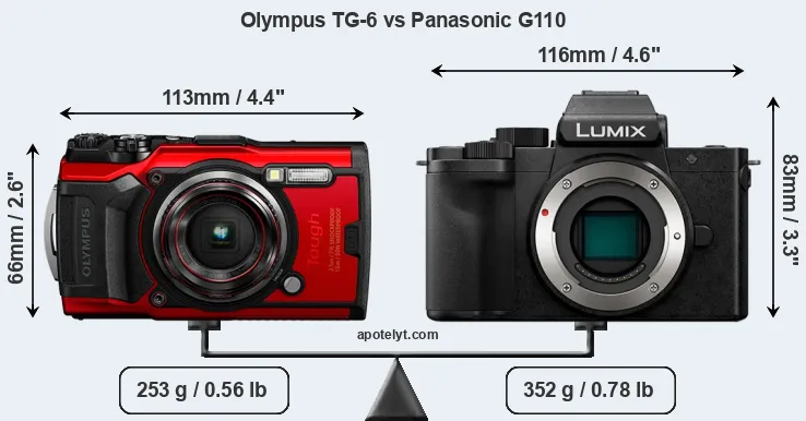 Size Olympus TG-6 vs Panasonic G110