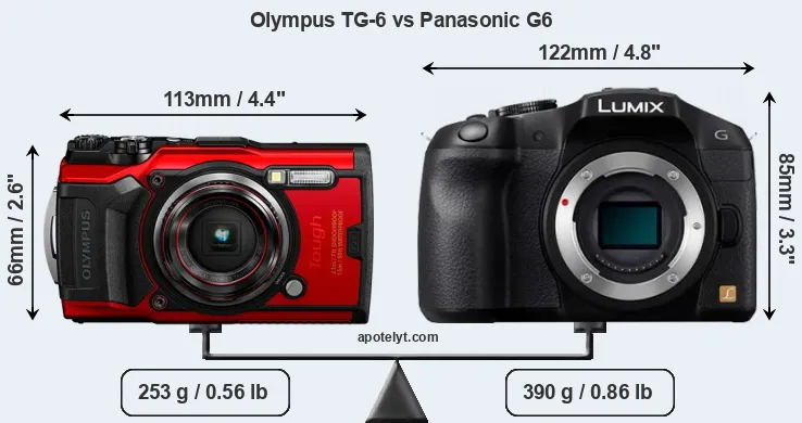 Size Olympus TG-6 vs Panasonic G6