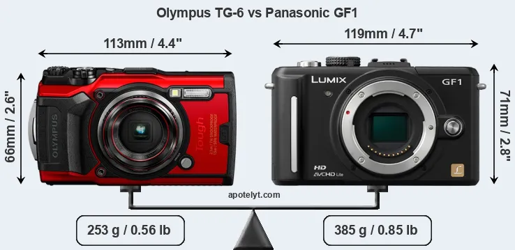 Size Olympus TG-6 vs Panasonic GF1
